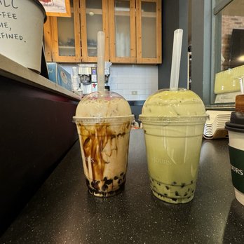 Tous Les Jours - Honey lavender matcha latte with boba  Brown sugar assam tea with boba - Coffee & Tea Near Me - Schaumburg, Illinois