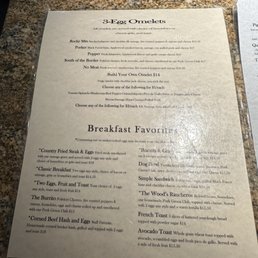 Breakfast menu Breakfast menu