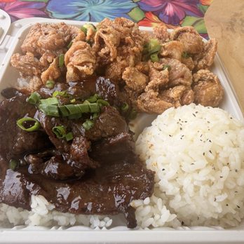 Bobbie's - Korean fried chicken and 3 piece Teri beef combo plate with all rice - Hawaiian Near Me - Hanapepe, Hawaii