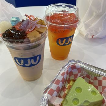 UJU - Full topping milk tea, honey chia jasmine tea, and matcha cheese flan! - Bubble Tea Near Me - San Jose, California UJU - Full topping milk tea, honey chia jasmine tea, and matcha cheese flan! - Bubble Tea Near Me - San Jose, California