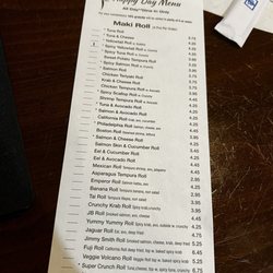 Shiso Sushi - Happy hour menu