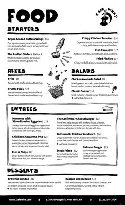 Menu photo 2 Cafe Wha? New York, NY