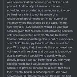 Owner response to Google review.