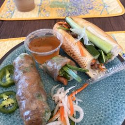 Pork spring rolls and grilled pork Banh Mi Pork spring rolls and grilled pork Banh Mi