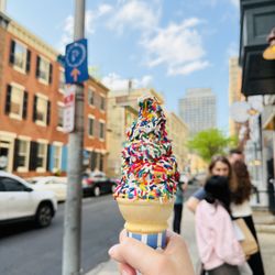 1-900-Ice Cream - Stawberry soft-serve with sprinkes