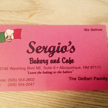 Sergio's Bakery and Cafe - Their business card, a family operation! - Bakeries Near Me - Albuquerque, New Mexico Sergio's Bakery and Cafe - Their business card, a family operation! - Bakeries Near Me - Albuquerque, New Mexico
