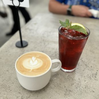 Cafe Topes - Latte and Black Hibiscus Iced Tea - Coffee & Tea Near Me - Carlsbad, California Cafe Topes - Latte and Black Hibiscus Iced Tea - Coffee & Tea Near Me - Carlsbad, California