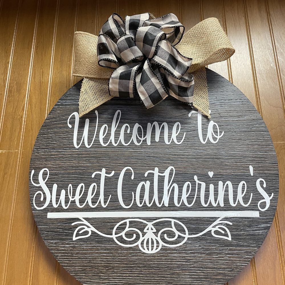 Sweet Catherine's - a welcome sign on a door - New American Near Me - Fountain Inn, South Carolina