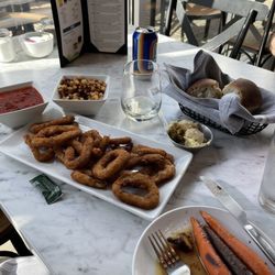 The Local Fix - Calamari, roasted potatoes, and honey rainbow carrots