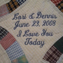 Bluebird Gardens Quilts and Gifts - Personalized anniversary quilt