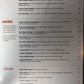 Eureka! - Menu - Burgers Near Me - Claremont, California