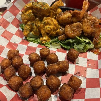 Nantucket Shrimp Shack - The 50/50 with Cinnamon Sugar Sweet Potato Tots - Seafood Near Me - Kissimmee, Florida Nantucket Shrimp Shack - The 50/50 with Cinnamon Sugar Sweet Potato Tots - Seafood Near Me - Kissimmee, Florida