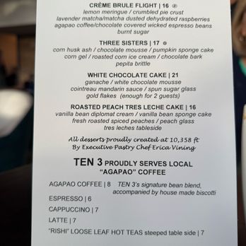 TEN 3 - Desert menu - New American Near Me - Albuquerque, New Mexico