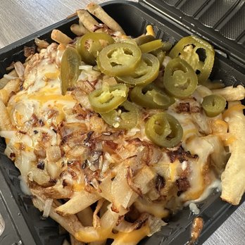 Angelo's Burgers - Chili cheese fries with grilled onions and jalapeños - Burgers Near Me - Anaheim, California Angelo's Burgers - Chili cheese fries with grilled onions and jalapeños - Burgers Near Me - Anaheim, California