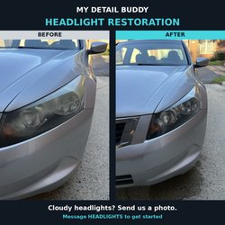 My Detail Buddy - Cloudy headlights were taking away from this car's appearance. Our **headlight restoration** brought back a clearer, cleaner look that makes