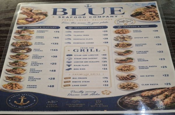 Menu photo 1 Blue Seafood Company Honolulu, HI