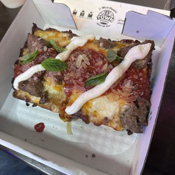 dtown pizzeria - "The Wise Guy" (meatball parm) - Pizza Near Me - West Hollywood, California dtown pizzeria - "The Wise Guy" (meatball parm) - Pizza Near Me - West Hollywood, California