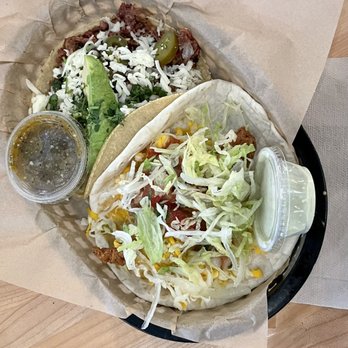 Torchy's Tacos - Crossroad (brisket) and Trailer Park (fried chicken) Tacos. Delicious! - Tacos Near Me - Westminster, Colorado Torchy's Tacos - Crossroad (brisket) and Trailer Park (fried chicken) Tacos. Delicious! - Tacos Near Me - Westminster, Colorado