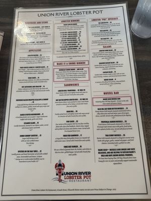 Menu photo 2 Union River Lobster Pot Ellsworth, ME Menu photo 2 Union River Lobster Pot Ellsworth, ME