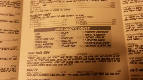 Menu photo 5 Wing Daddy's Sauce House San Antonio, TX Menu photo 5 Wing Daddy's Sauce House San Antonio, TX