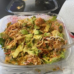 chicken salad in a plastic container chicken salad in a plastic container