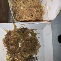 K's Oriental Food - Meifun Noodles. They were good but needed a little soy for a little more flavor. Has chicken, shrimp, and beef in it.