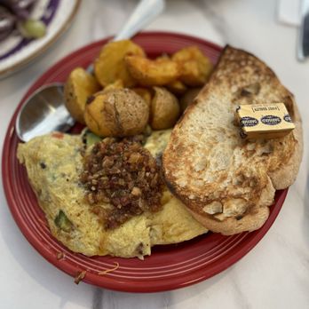 The Hangout - Hangout omelette with potatoes and toast with bacon jam! - Breakfast & Brunch Near Me - Walnut Creek, California The Hangout - Hangout omelette with potatoes and toast with bacon jam! - Breakfast & Brunch Near Me - Walnut Creek, California
