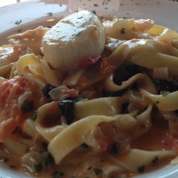 Ross' Grill - Halibut, scallop, shrimp fettuccine (house made) in a basil light cream sauce - American Near Me - Provincetown, Massachusetts Ross' Grill - Halibut, scallop, shrimp fettuccine (house made) in a basil light cream sauce - American Near Me - Provincetown, Massachusetts