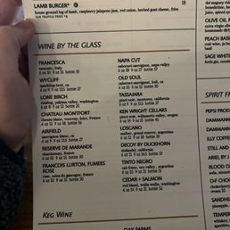 Wine menu Wine menu