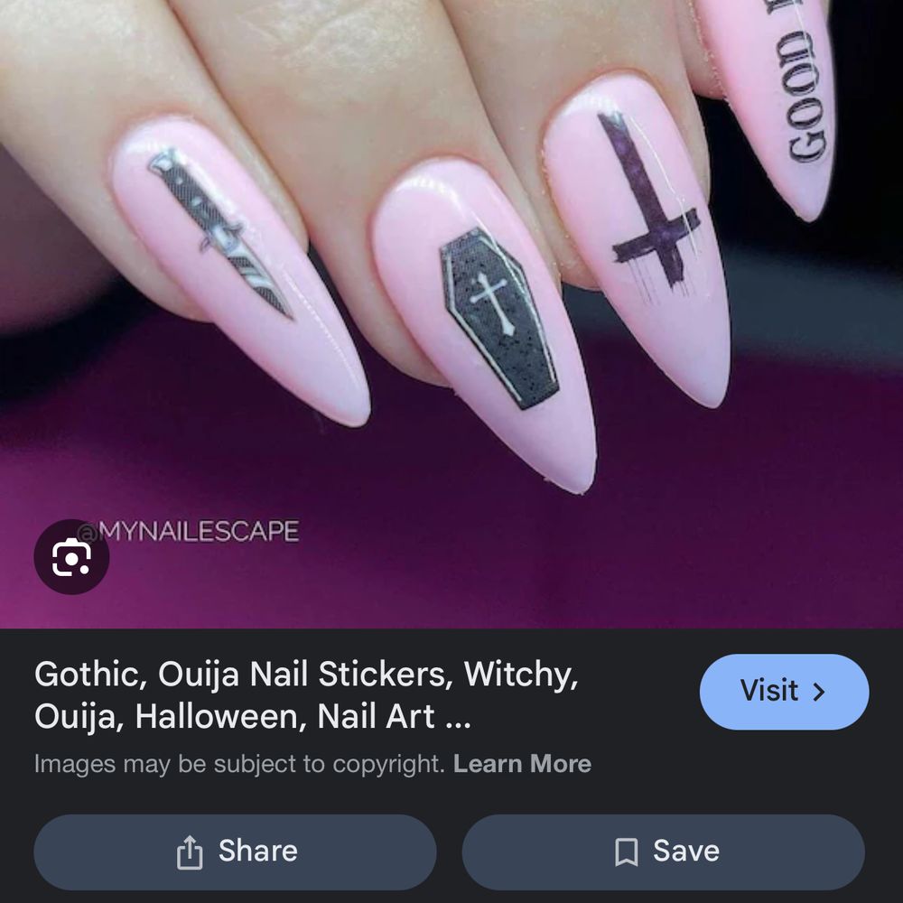 Hip Hop Nails - The coffin upside down cross and a devil star I asked for with the key stone
She insisted and pushed me into using stickers. - Nail Salons Near Me - Barrie, Ontario Hip Hop Nails - The coffin upside down cross and a devil star I asked for with the key stone
She insisted and pushed me into using stickers. - Nail Salons Near Me - Barrie, Ontario