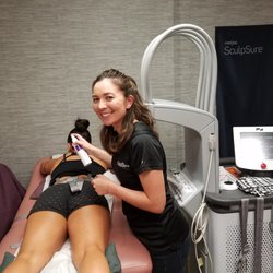 Cynthia Chao, DO, MPH, NCMP - Our Office Assistant Amanda Hill Helping with our SculpSure body contouring treatments.