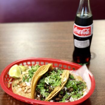 Veracruz Restaurant - a plate of tacos and a bottle of coke - Mexican Near Me - Bloomington, Illinois