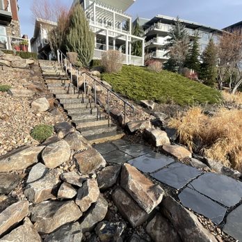Kaniksu Landscaping - Basalt Stairway and Boulder wall - Landscaping Near Me Kaniksu Landscaping - Basalt Stairway and Boulder wall - Landscaping Near Me
