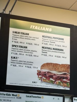 Menu photo 1 Subway La Crescenta, CA