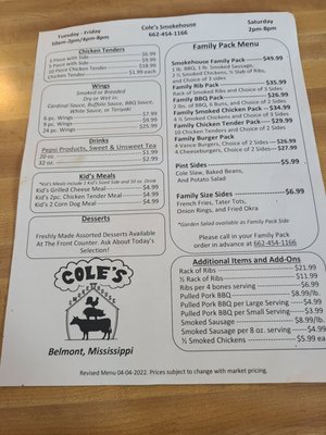 Menu photo 7 Cole's Smokehouse Belmont, MS Menu photo 7 Cole's Smokehouse Belmont, MS