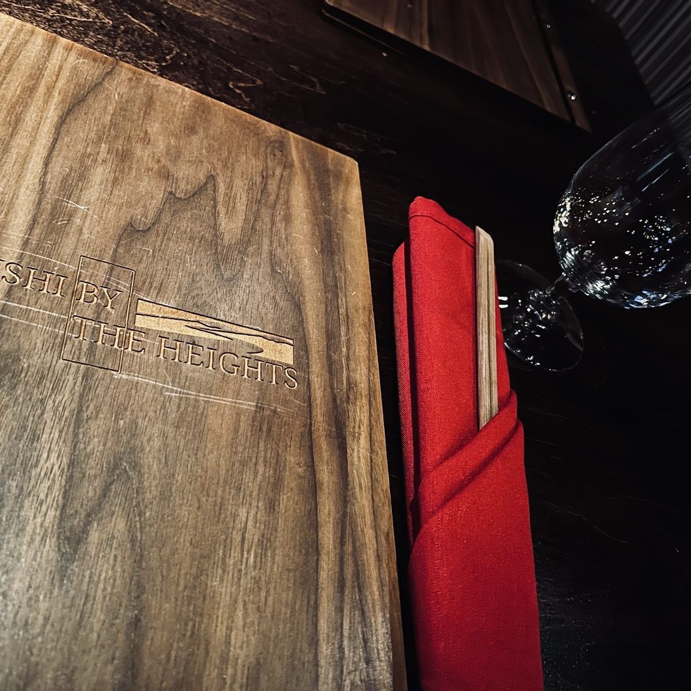 Sushi By The Heights - Table setting/menu cover - Sushi Bars Near Me - Houston, Texas Sushi By The Heights - Table setting/menu cover - Sushi Bars Near Me - Houston, Texas