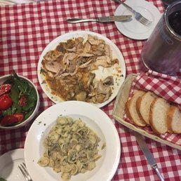 Orecchiette with sausage and artichoke sauce , and 'hunters chicken ' ... delicious! Orecchiette with sausage and artichoke sauce , and 'hunters chicken ' ... delicious!