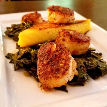 The Stables - scallops and greens on a white plate - New American Near Me - Richmond, Virginia