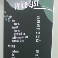 Allure Hair Studio - Current price list