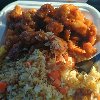 Panda Express - Double orange chicken, fried rice. - Chinese Near Me - Santa Fe, New Mexico