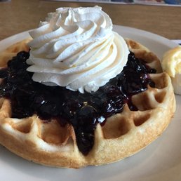 Belgian waffle with blueberries Belgian waffle with blueberries