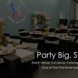 The Pink Roller - Platinum package includes customized decor, food, set-up, cleanup, DJ and private use of the entire facility. Call 7575241661 for details.