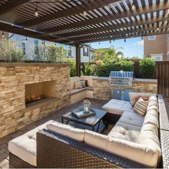 Elegant Landscape - outdoor living area with fireplace - Landscaping Near Me - Escondido, California Elegant Landscape - outdoor living area with fireplace - Landscaping Near Me - Escondido, California