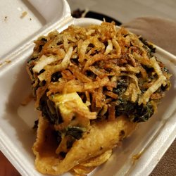 Aahar India - That one thing i forgot what it was called... he described it like a bowl of food. This js the spinach and cheese.