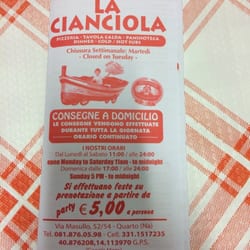 La Cianciola - Menu page 1
