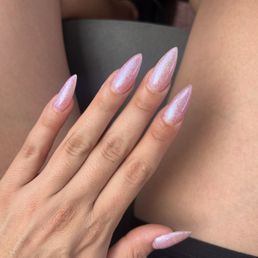 241: light salmon stiletto acrylic nails
