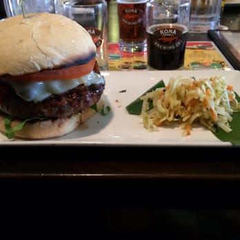 Kona Brewing - Ono Kine Burger with side salad. - Pubs Near Me - Honolulu, Hawaii Kona Brewing - Ono Kine Burger with side salad. - Pubs Near Me - Honolulu, Hawaii