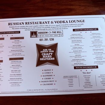 Moscow On The Hill - Drink menu - Russian Near Me - Saint Paul, Minnesota