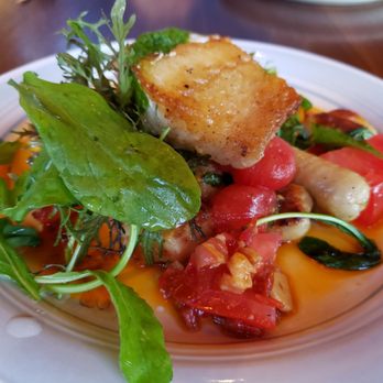 Wolf In The Fog - Lingcod and tomatoes - Canadian (New) Near Me - Tofino, British Columbia