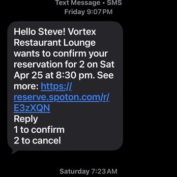 Vortex - Reservation confirmation - Seafood Near Me - Washington, DC, District of Columbia